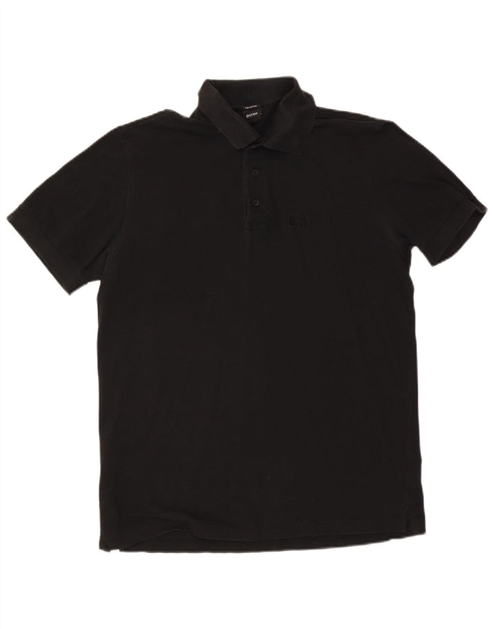 Polo da uomo Hugo Boss in cotone nero medio