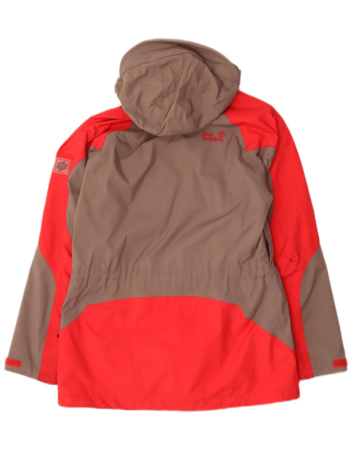 Giacca antipioggia con cappuccio da donna Jack Wolfskin UK 12/14 Colorblock grigio medio