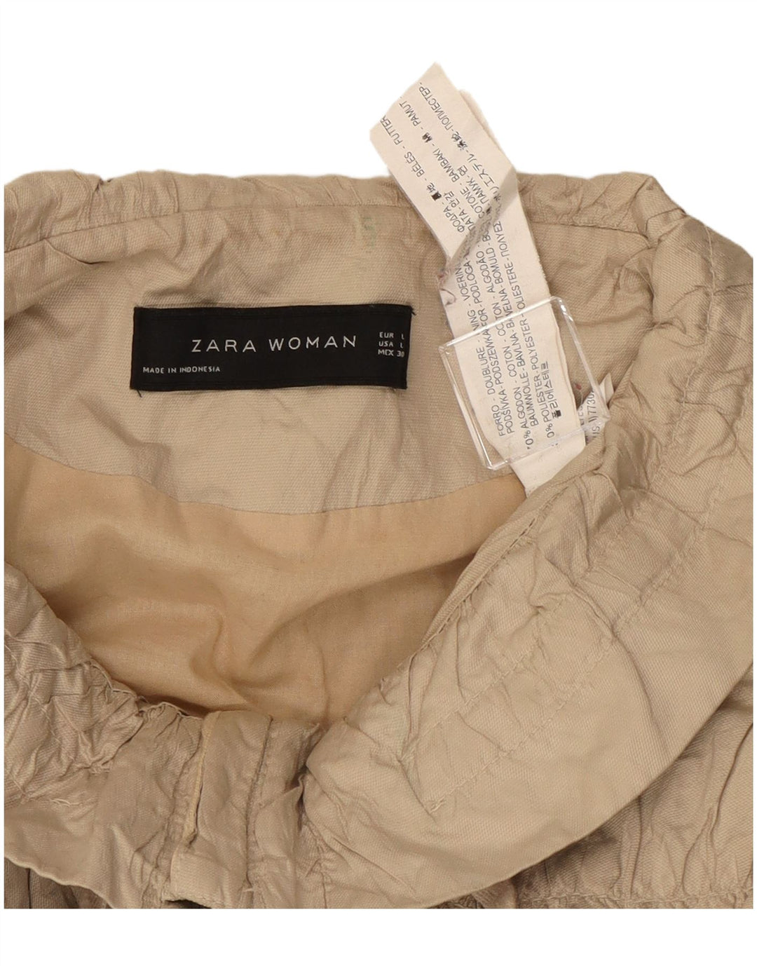 Giubbotto bomber corto da donna Zara UK 14 grande cotone beige
