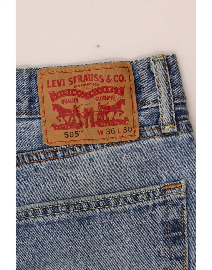 Levi's Uomo 505 Jeans dritti effetto consumato W36 L30 Blu