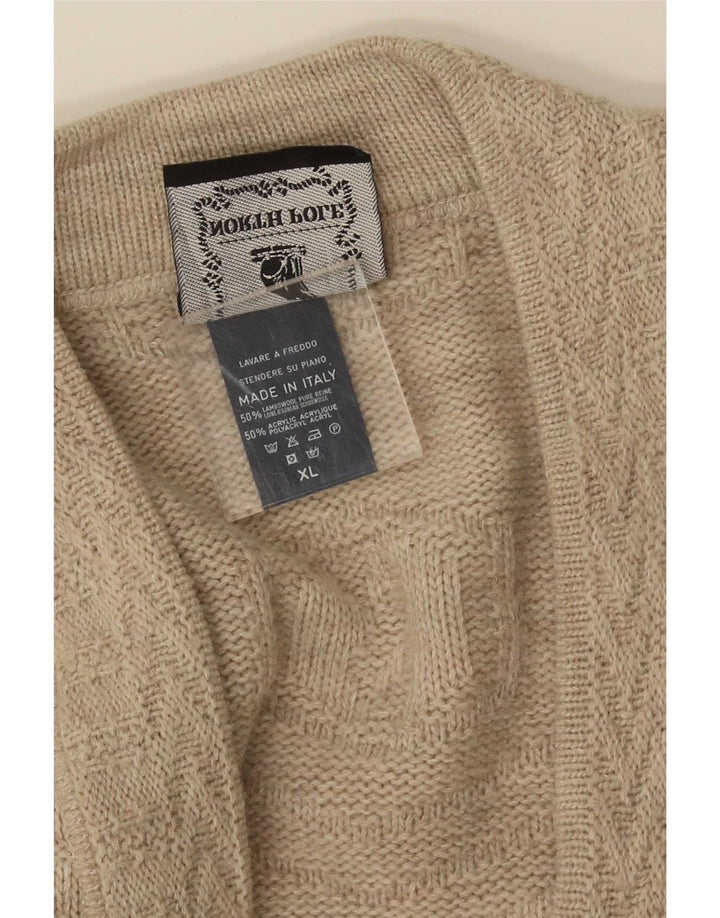 Maglione cardigan da uomo Polo Nord XL Lana d'agnello beige