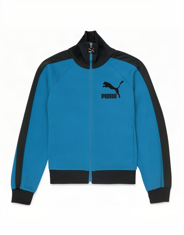 Giacca da ginnastica grafica da uomo Puma Small in poliestere color block blu
