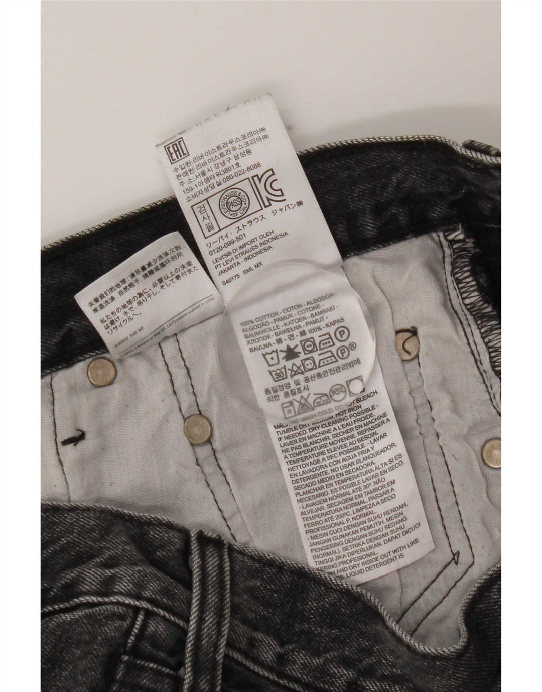 Pantaloncini di jeans Levi's 501 da donna W29 in cotone grigio medio