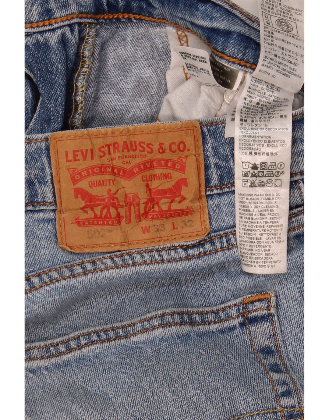 Levi's Uomo 502 Jeans dritti W33 L32 Cotone Blu
