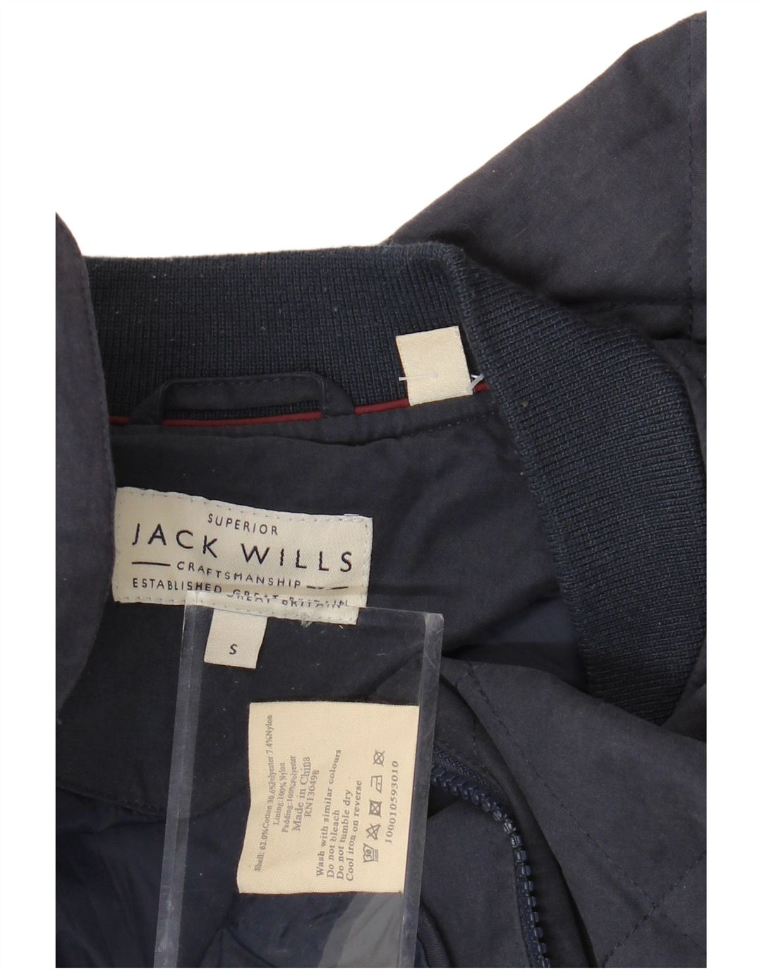 JACK WILLS Giubbotto bomber da uomo UK 36 Piccolo cotone blu navy