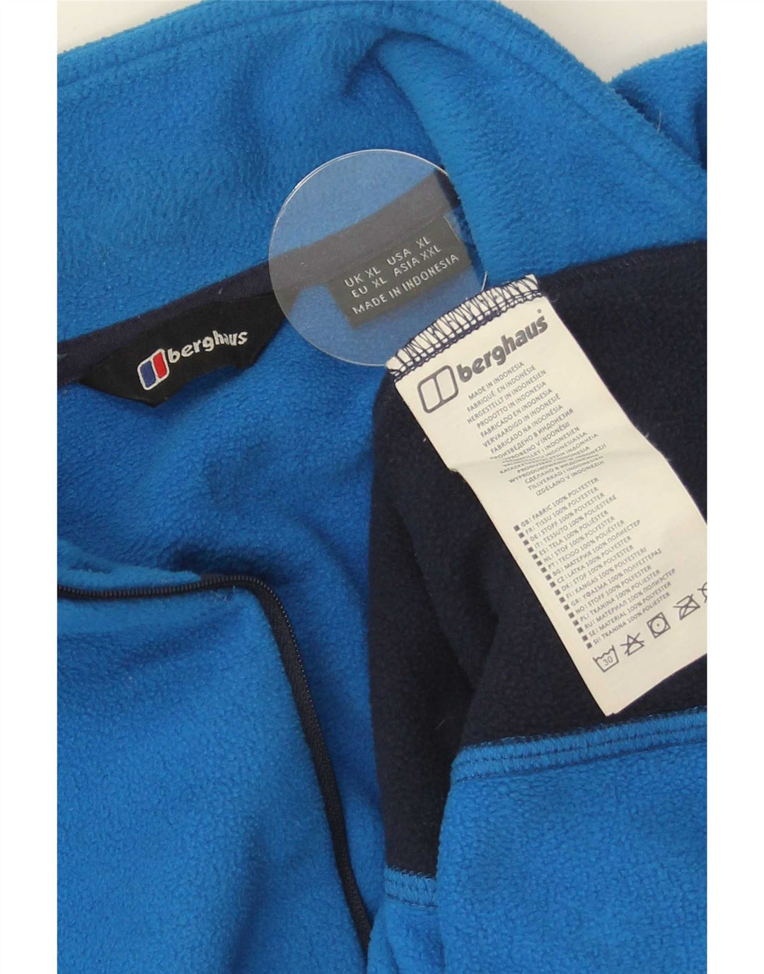 Maglione in pile da uomo Berghaus con zip e collo XL in poliestere color block blu