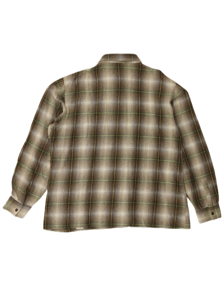 Lorena Camicia da uomo overshirt taglia 44 XL Lana vergine a quadri verdi