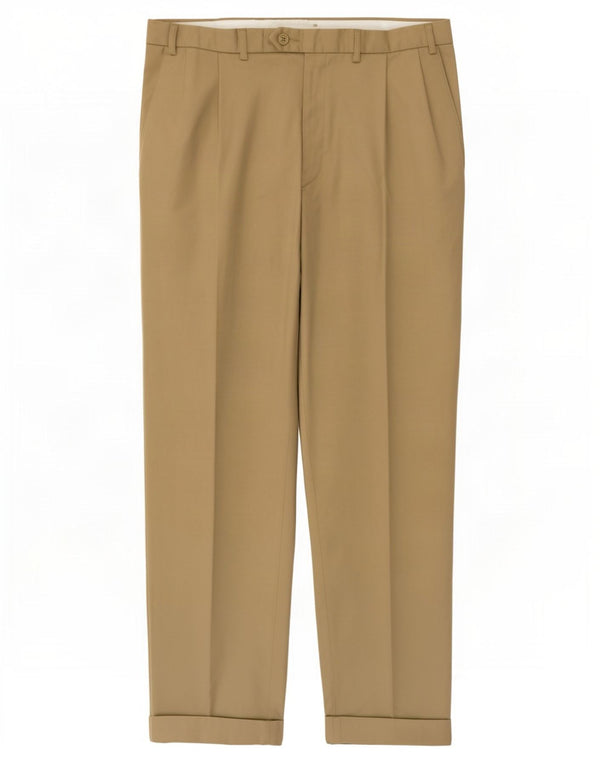 Pantaloni da abito con pegging da uomo Marks & Spencer W36 L31 Poliestere beige
