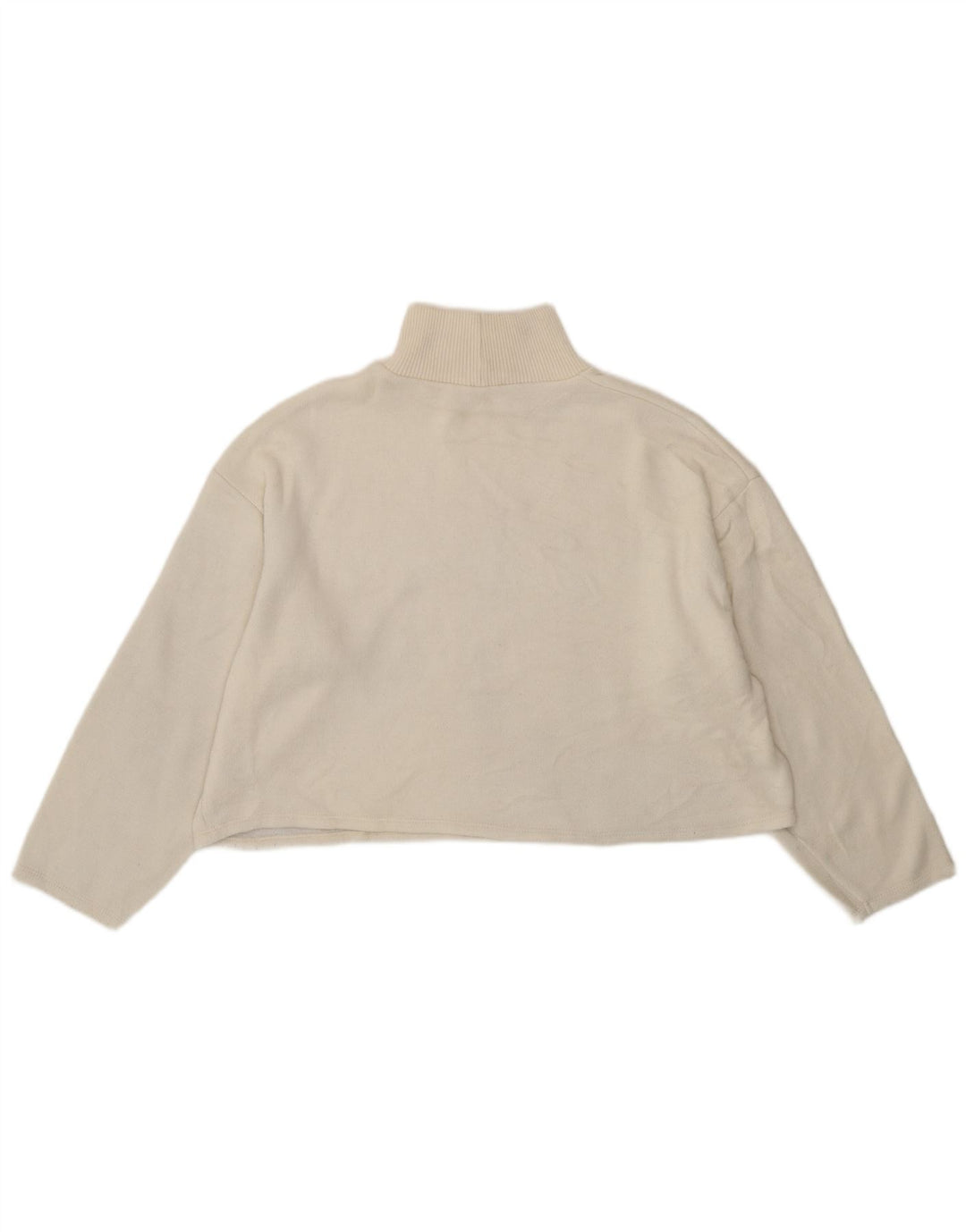 Top corto da donna Zara vestibilità ampia a maniche lunghe UK 16 grande poliestere bianco