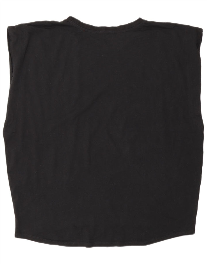 Zara Womens Oversized Vest Top UK 16 Large Black Cotton