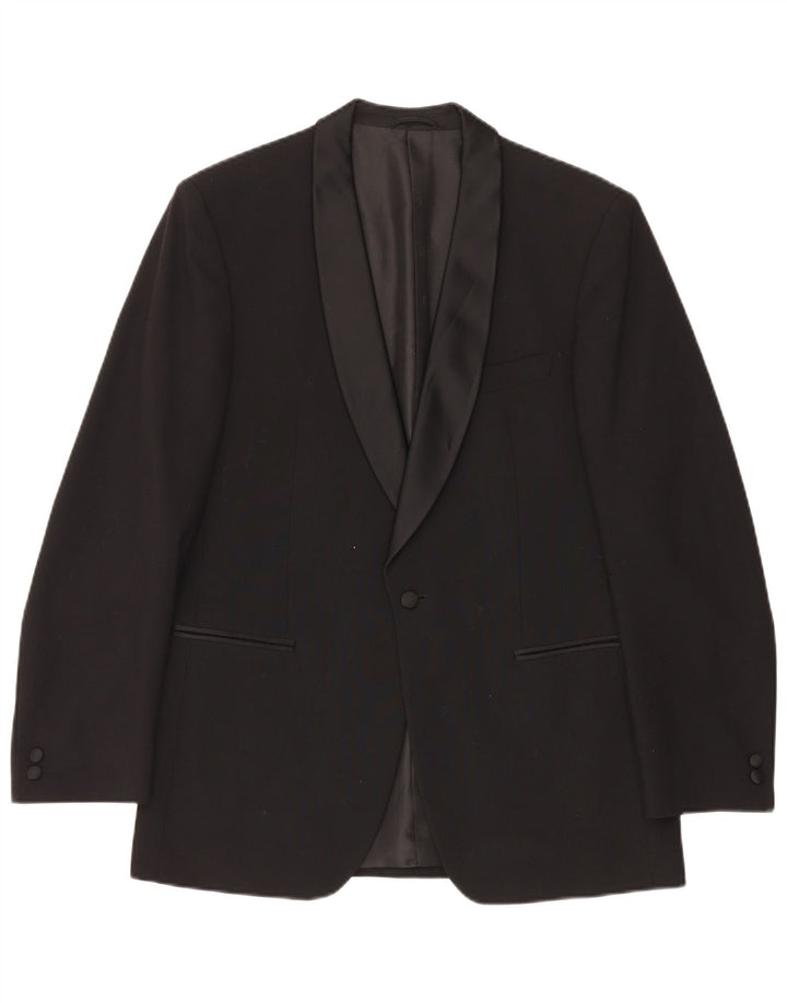 Giacca blazer da uomo a 1 bottone Wilvorst UK 38 lana vergine nera media