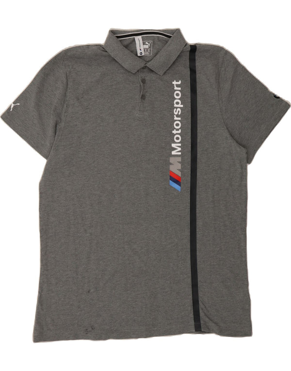 PUMA Mens BMW Motorsport Graphic Polo Shirt 2XL Grey Cotton