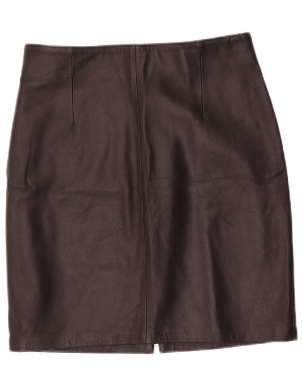 Minigonna in pelle vintage da donna IT 40 piccola W28 nera