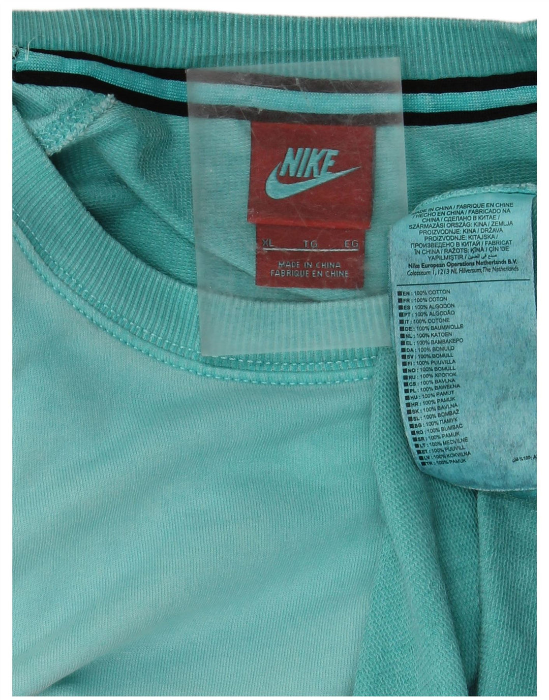Felpa grafica da uomo NIKE maglione XL in cotone turchese