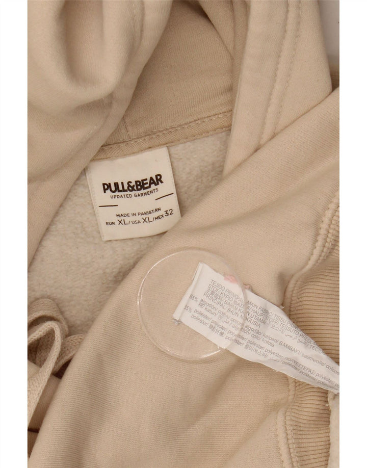 Felpa con cappuccio da uomo Pull & Bear XL in cotone beige