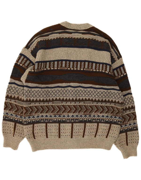 Canada Uomo Cardigan Maglione Large Grigio Acrilico geometrico