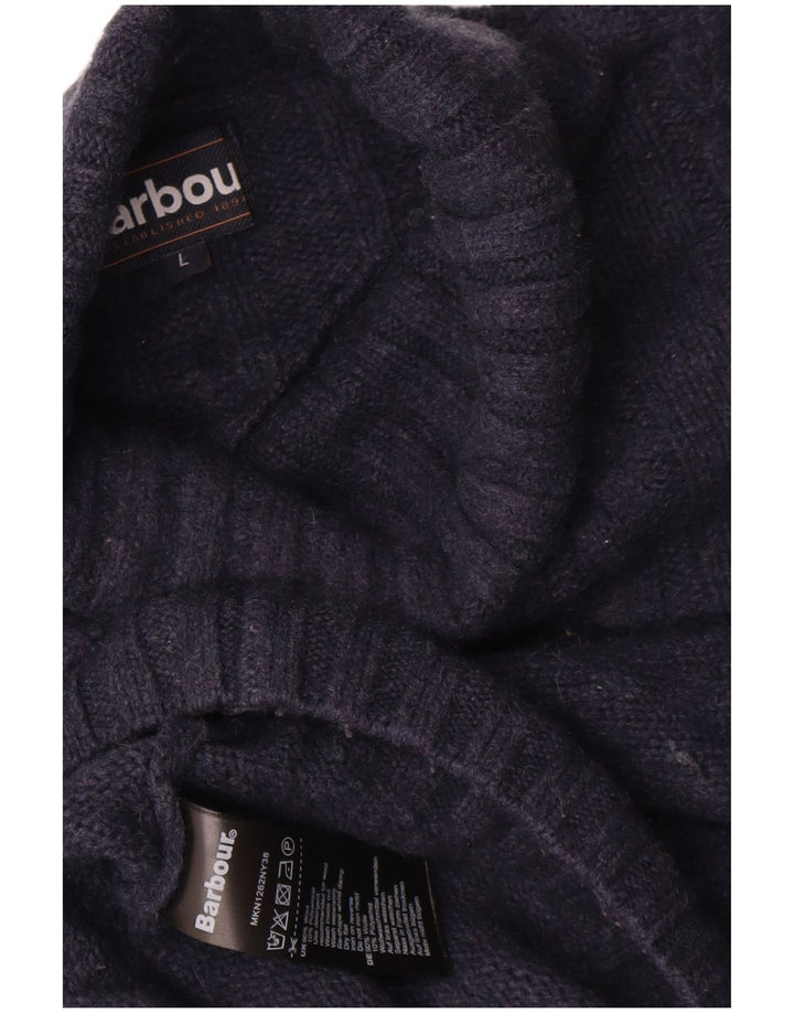 Barbour Maglione da uomo con collo alto e maglione grande in lana blu navy