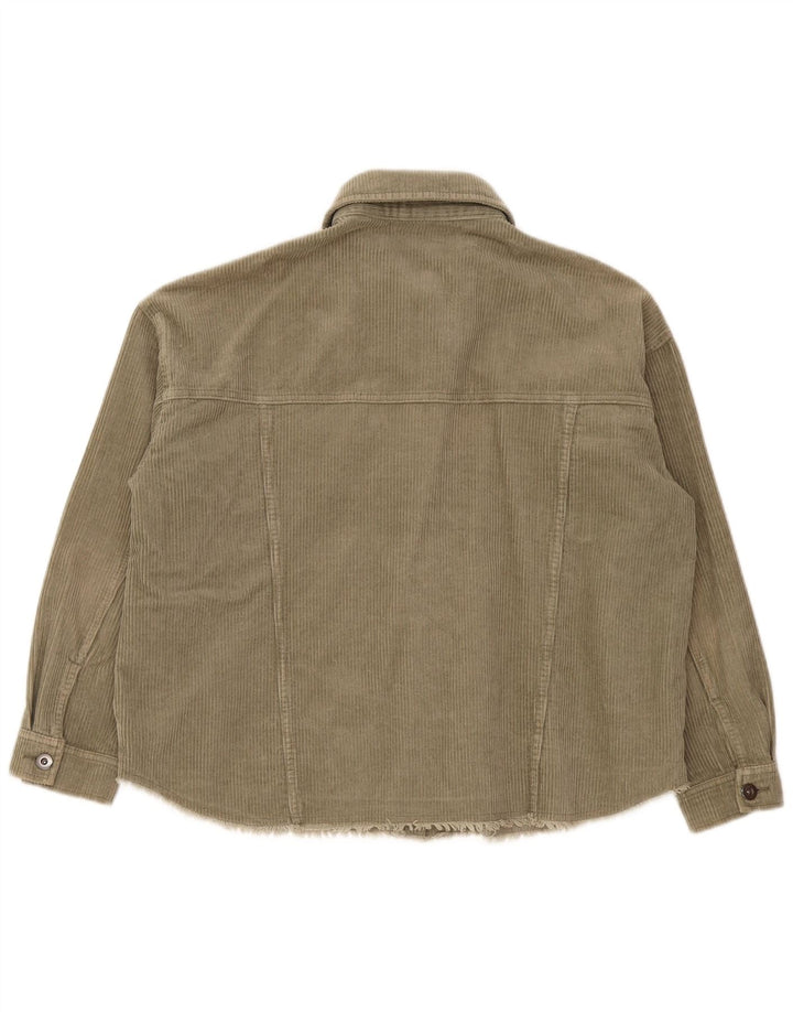 Camicia da donna oversize in velluto a coste Zara UK 14 cotone kaki medio