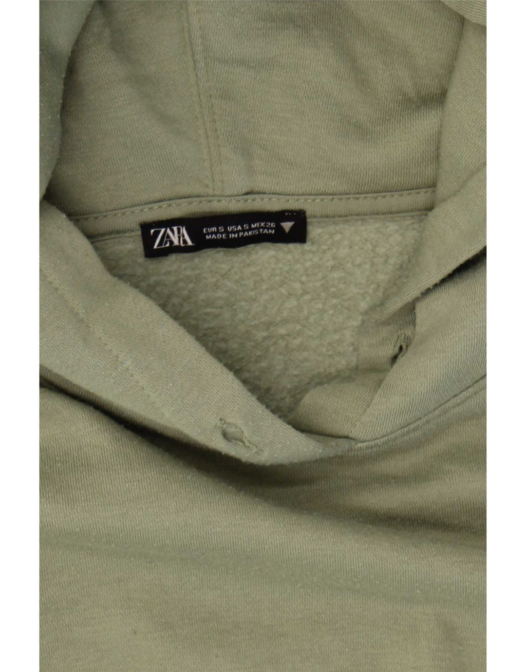 Maglia corta con cappuccio da donna Zara UK 10 piccola verde poliestere