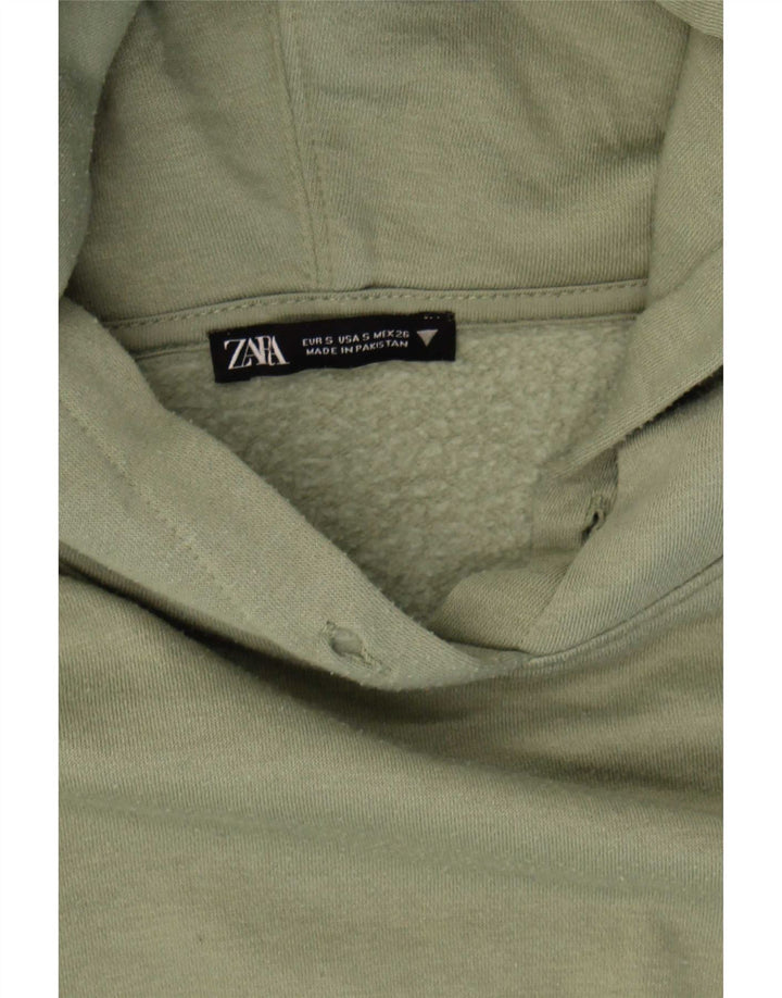 Maglia corta con cappuccio da donna Zara UK 10 piccola verde poliestere