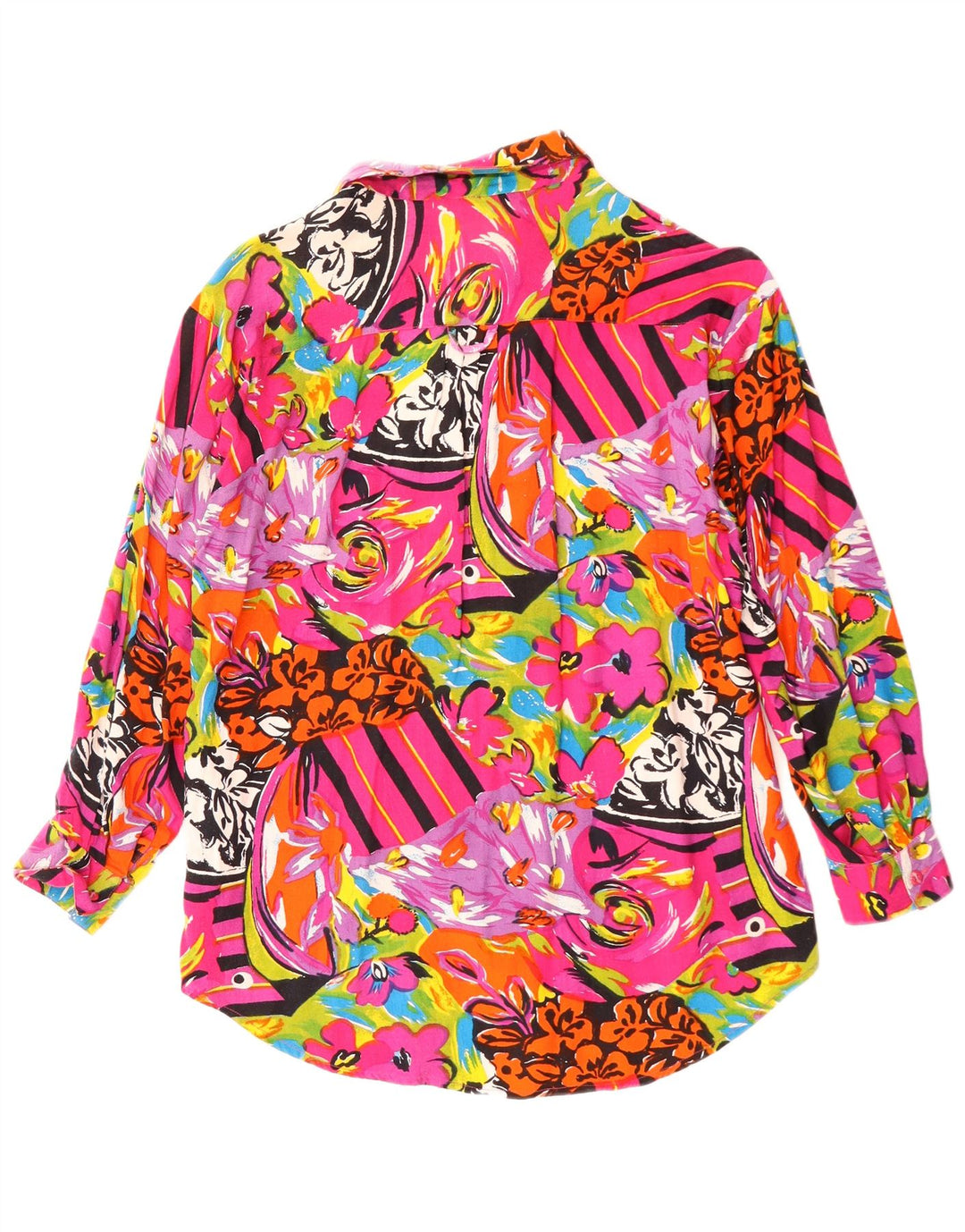 Camicetta da donna VINTAGE UK 16 Rayon floreale multicolore grande