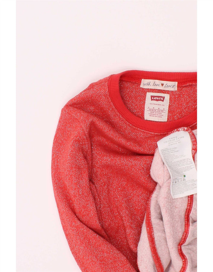 Felpa Levi's Bambina Maglione 5-6 Anni Cotone Rosso Medio