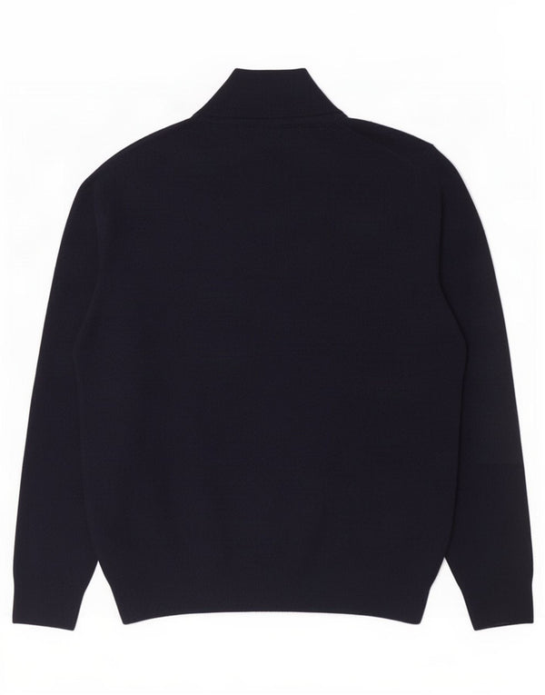 Gant Maglione da uomo con zip e collo, grande, in lana blu navy