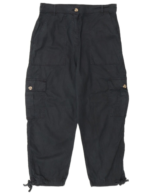 Pantaloni cargo corti Marks & Spencer da donna UK 12 medi W30 L23 neri