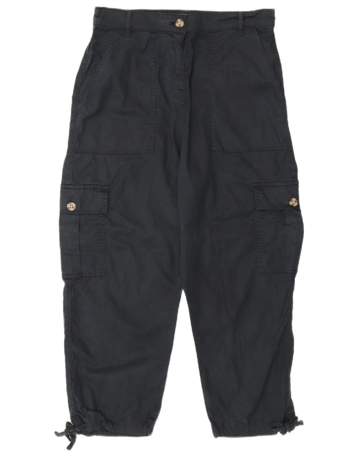 Pantaloni cargo corti Marks & Spencer da donna UK 12 medi W30 L23 neri