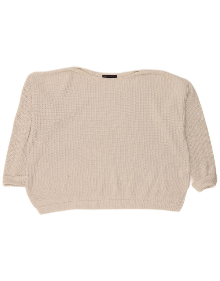 Maglione maglione girocollo oversize da donna Marks & Spencer UK 18 XL Bianco