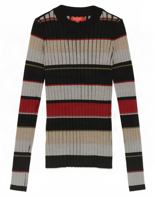 Maglione maglione con scollo a barca da donna Guess UK 4 XS a righe nere