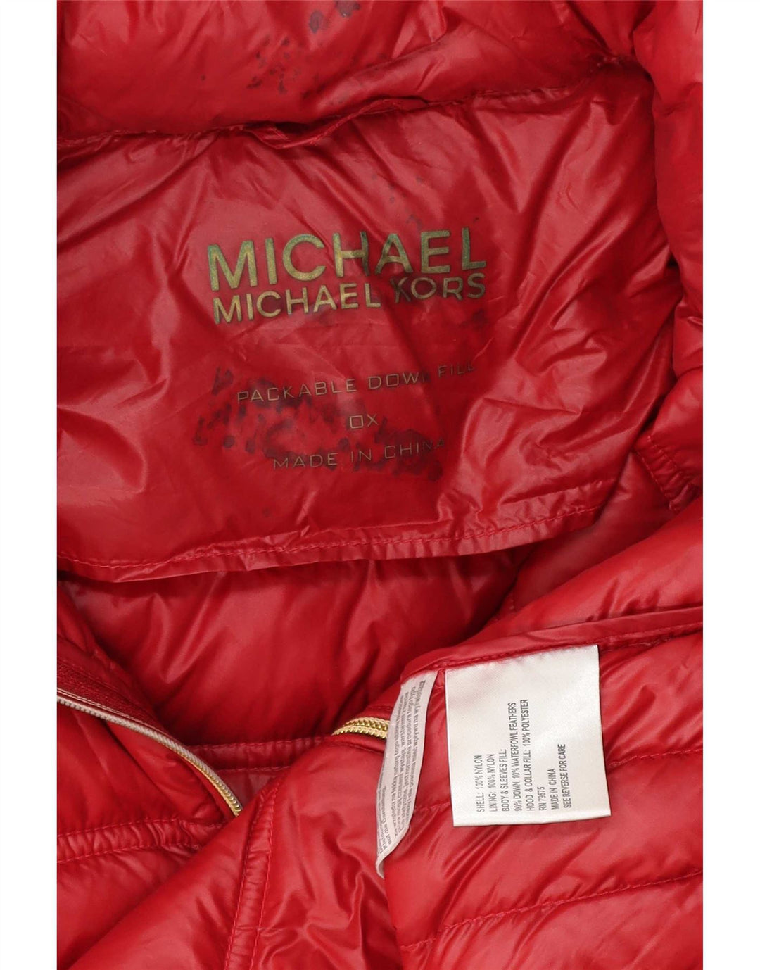 Giacca imbottita con cappuccio da donna Marks & Spencer UK 18 XL poliestere rosso