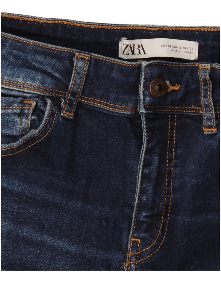 Jeans corti invecchiati Zara da donna EU 38 Small W28 L26 Blu navy