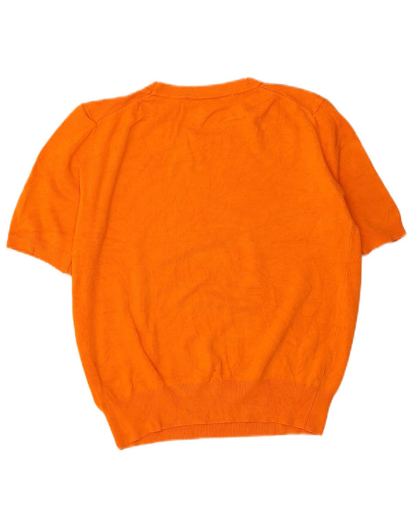 Maglione corto con scollo a barca a maniche corte da donna Zara UK 14 Arancione medio
