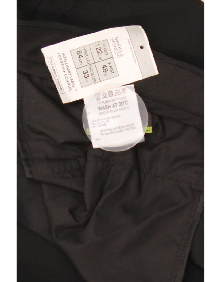 Pantaloni da abito dritti da uomo Marks & Spencer W48 L33 poliestere nero