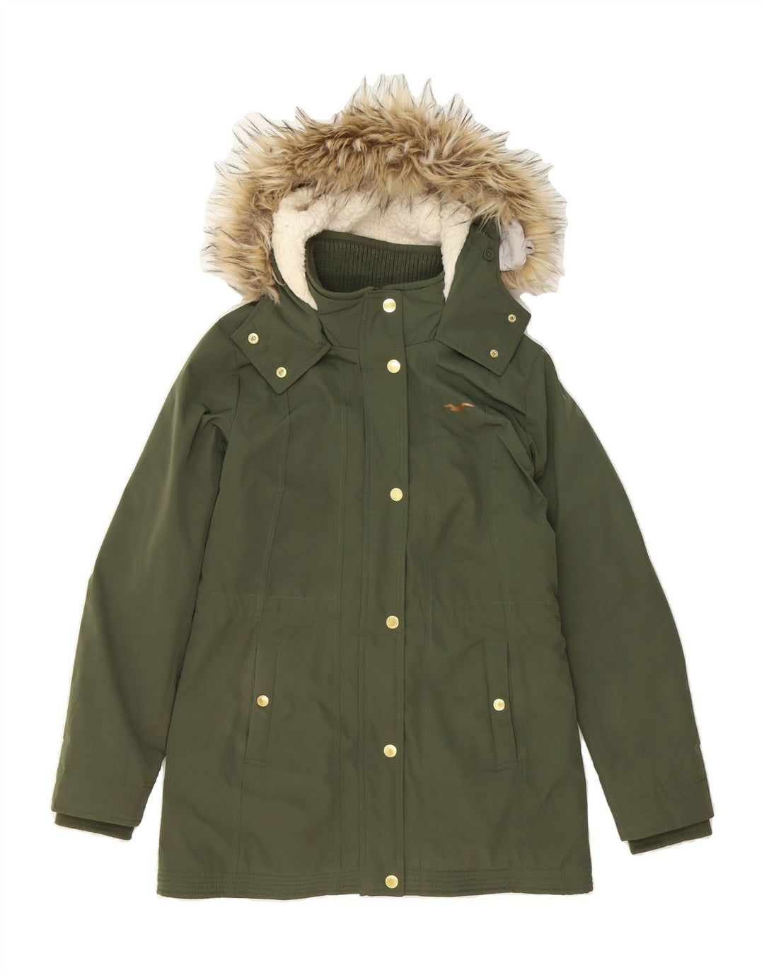 HOLLISTER Womens Hooded Windbreaker Jacket UK 14 Medium Green Polyester Vintage Hollister and Second-Hand Hollister from Messina Hembry 