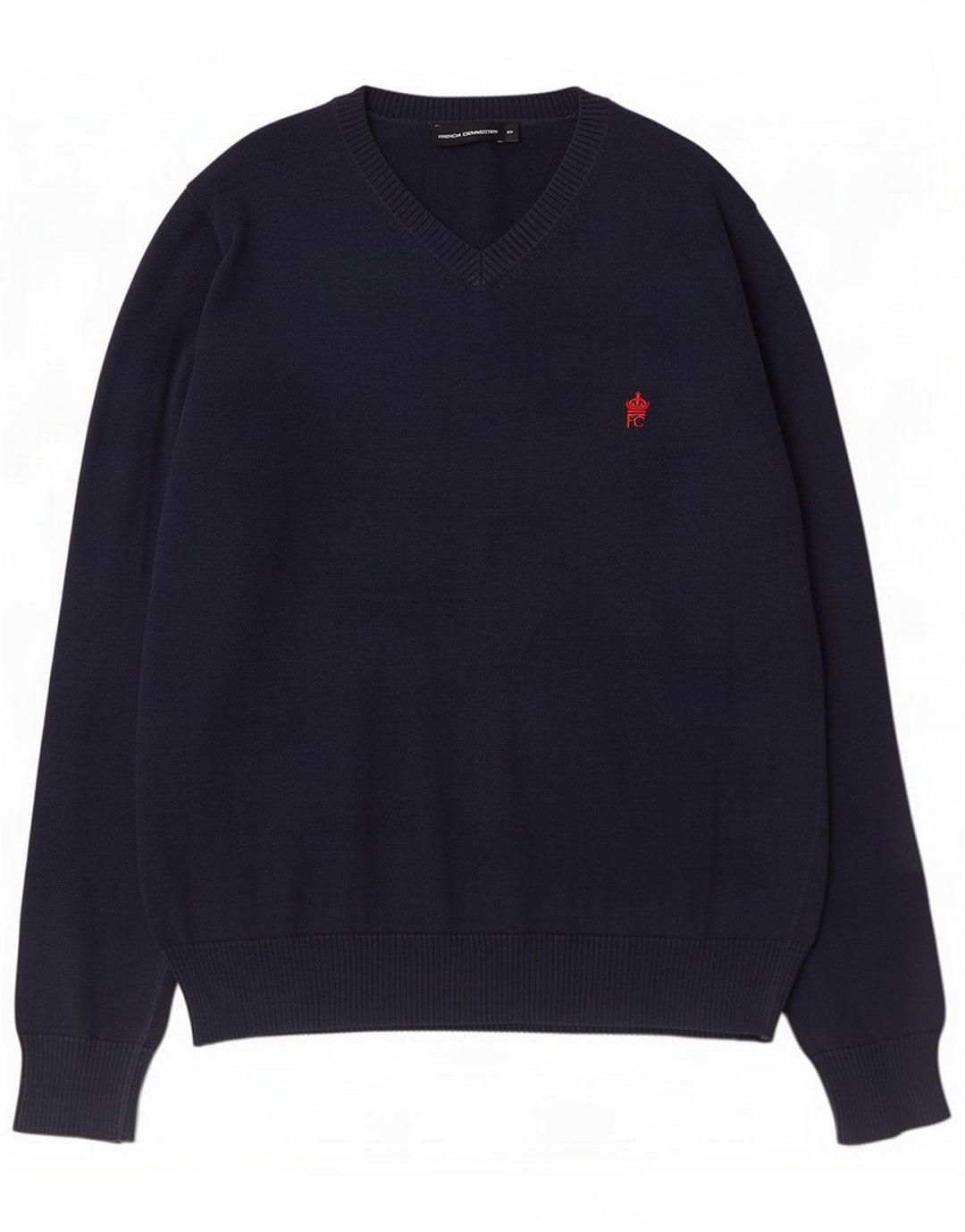 Maglione da uomo con scollo a V French Connection, cotone medio blu navy