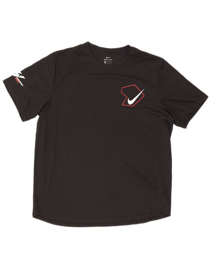NIKE T-shirt grafica da uomo Dri Fit Top grande in poliestere nero