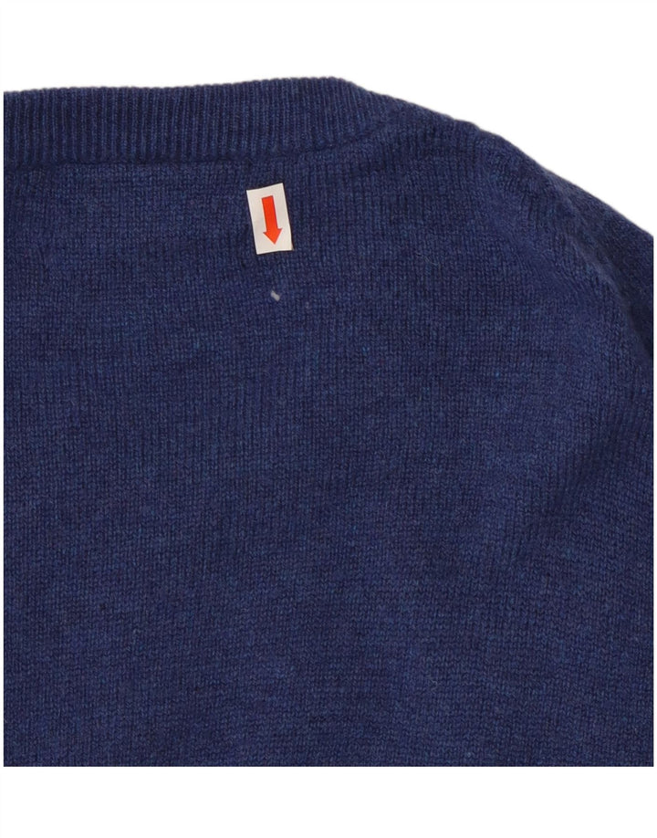 MARKS & SPENCER Maglione da uomo girocollo blu Harbour grande lana blu