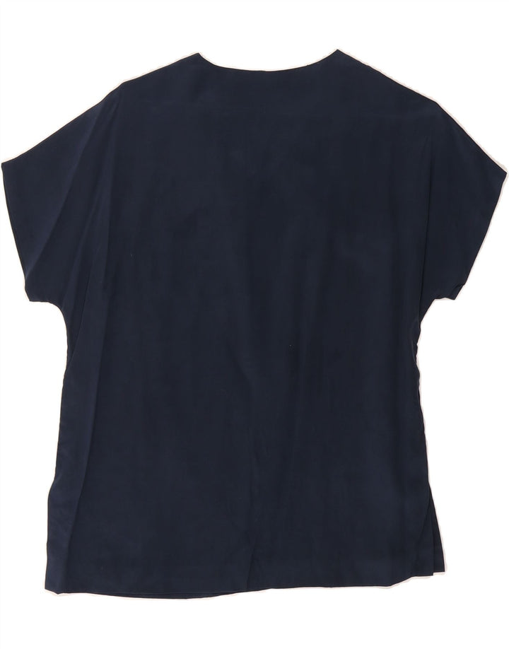 VINTAGE Womens Blouse Top UK 14 Medium Navy Blue Vintage Vintage and Second-Hand Vintage from Messina Hembry 