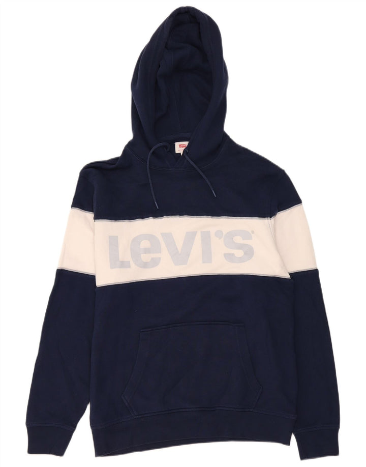 Maglione con cappuccio grafico da uomo Levi's, cotone color block medio blu navy