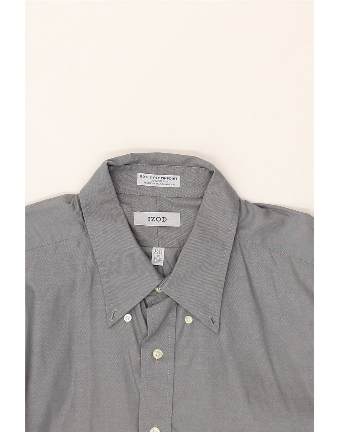 IZOD Mens Easy Care Shirt Size 17 1/2 XL Grey Cotton Vintage Izod and Second-Hand Izod from Messina Hembry 