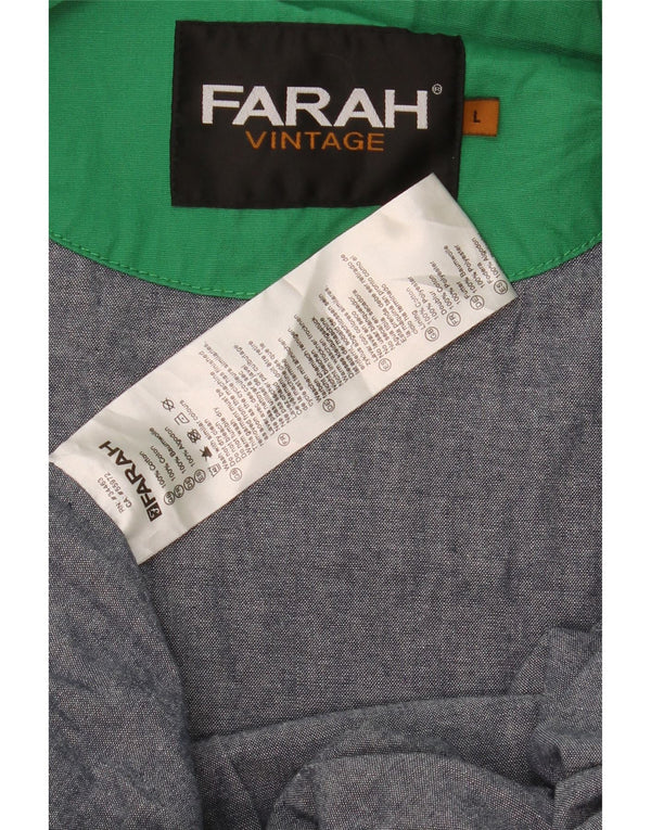 Giacca antipioggia da uomo con cappuccio Farah UK 40 grande cotone verde