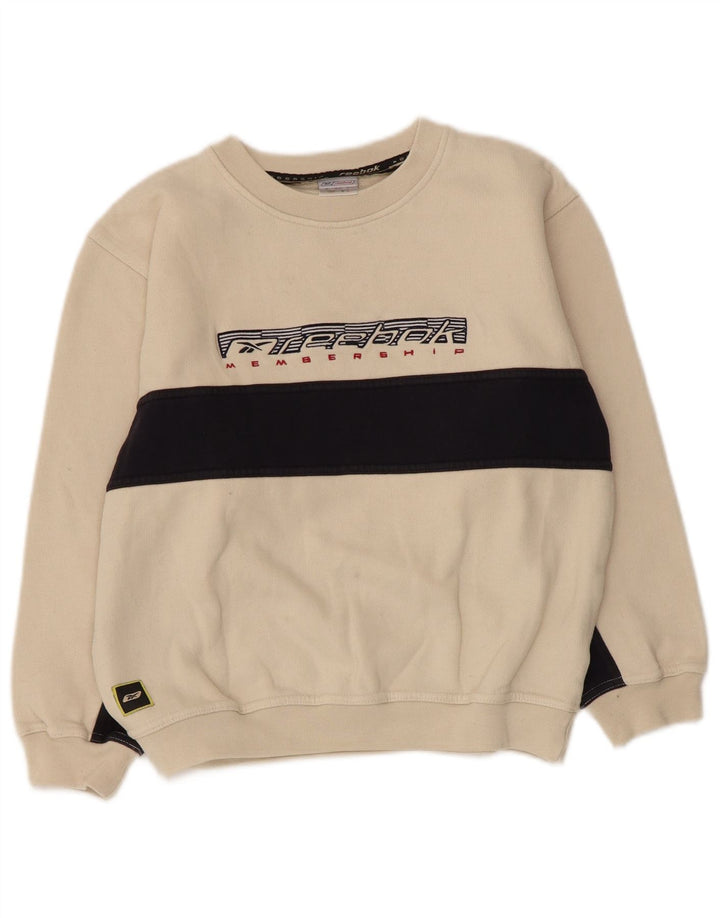Felpa grafica Reebok per ragazzi, 10-11 anni, color block beige medio