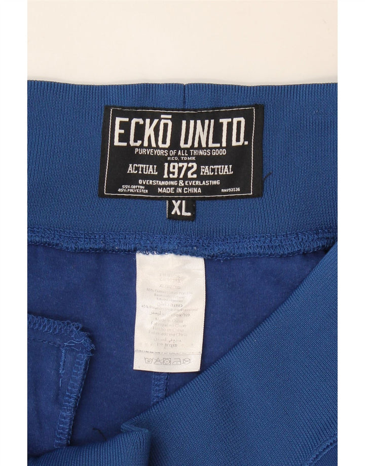 ECKO UNLTD Mens Tracksuit Trousers XL  Blue Colourblock Cotton
