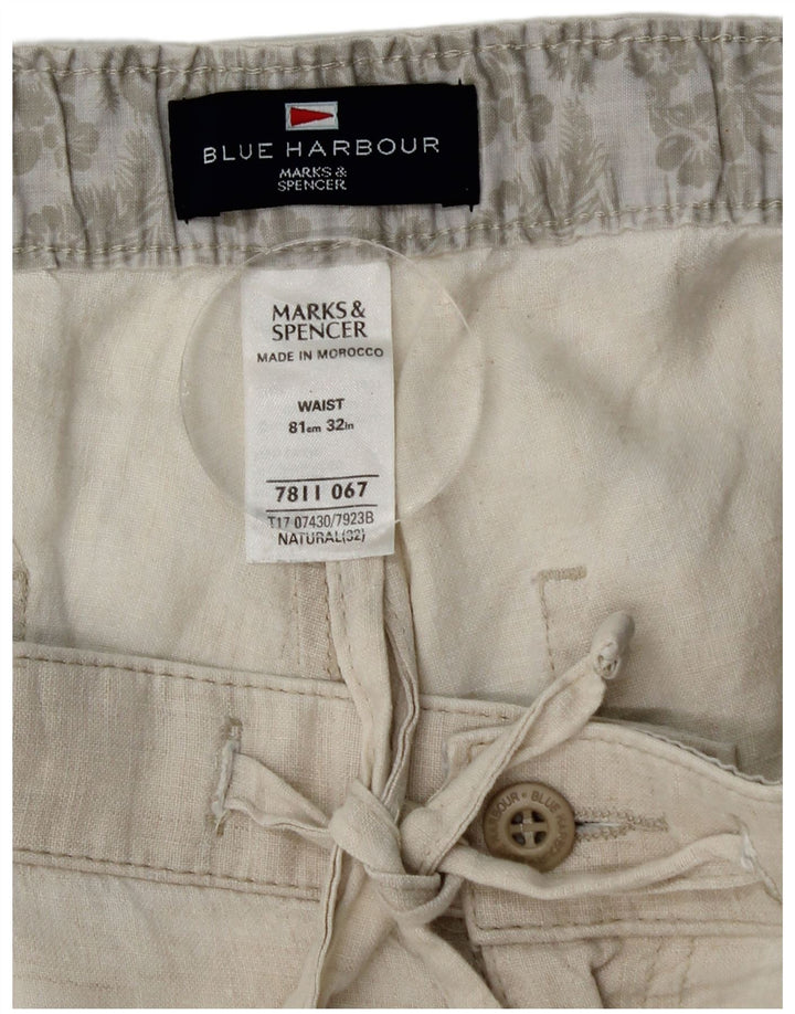 MARKS & SPENCER Bermuda da uomo blu Harbour W32 Lino beige medio