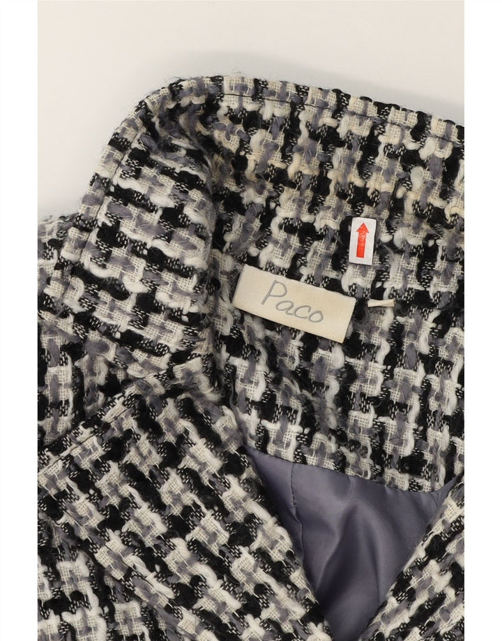 PACO Womens 3 Button Blazer Jacket UK 10 Small Black Check Acrylic Vintage Paco and Second-Hand Paco from Messina Hembry 