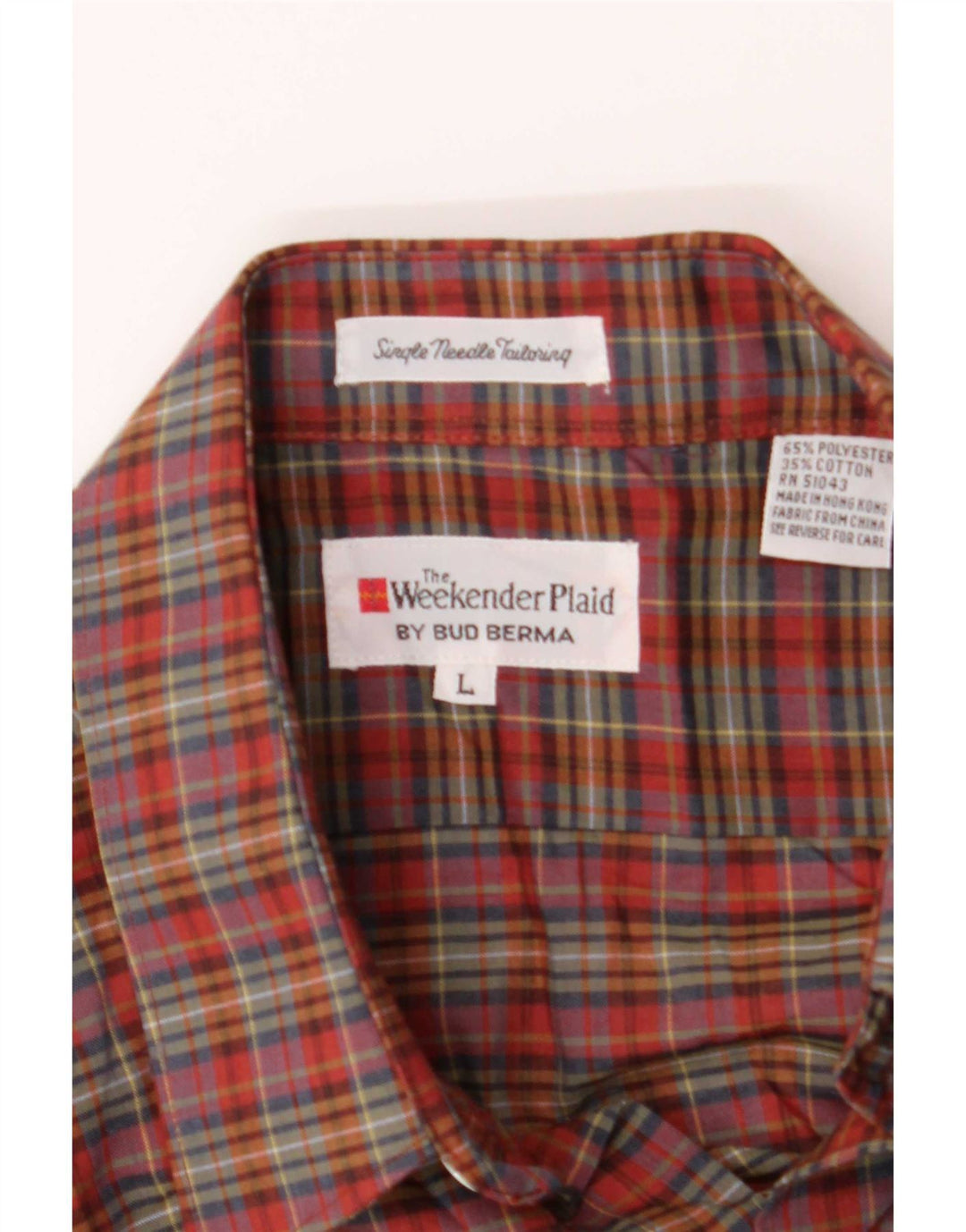 Bud Berma Camicia da weekend da uomo grande in poliestere a quadri rossi