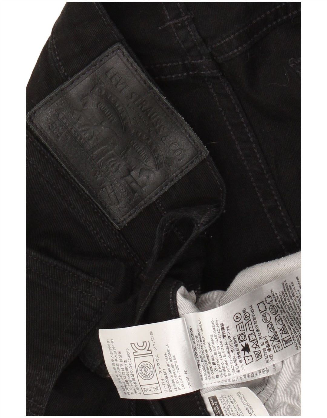 LEVI'S Jeans dritti da uomo 504 W36 L32 cotone nero