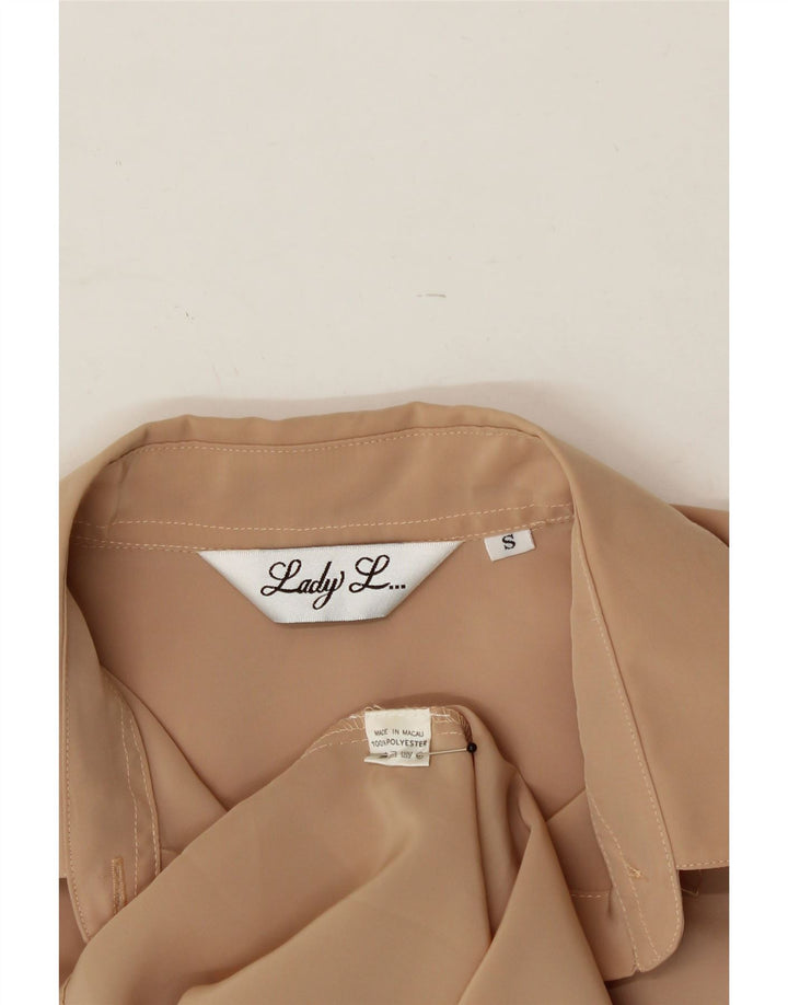 VINTAGE Womens Shirt Blouse UK 10 Small Beige Polyester Vintage Vintage and Second-Hand Vintage from Messina Hembry 